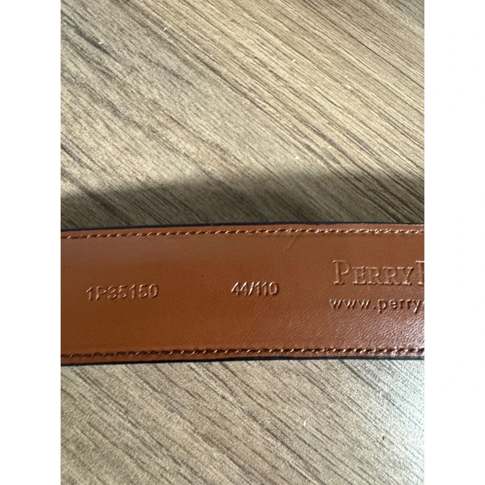 Perry‎ Ellis Mens Black Genuine Leather Dress Belt Size 44 1P35150